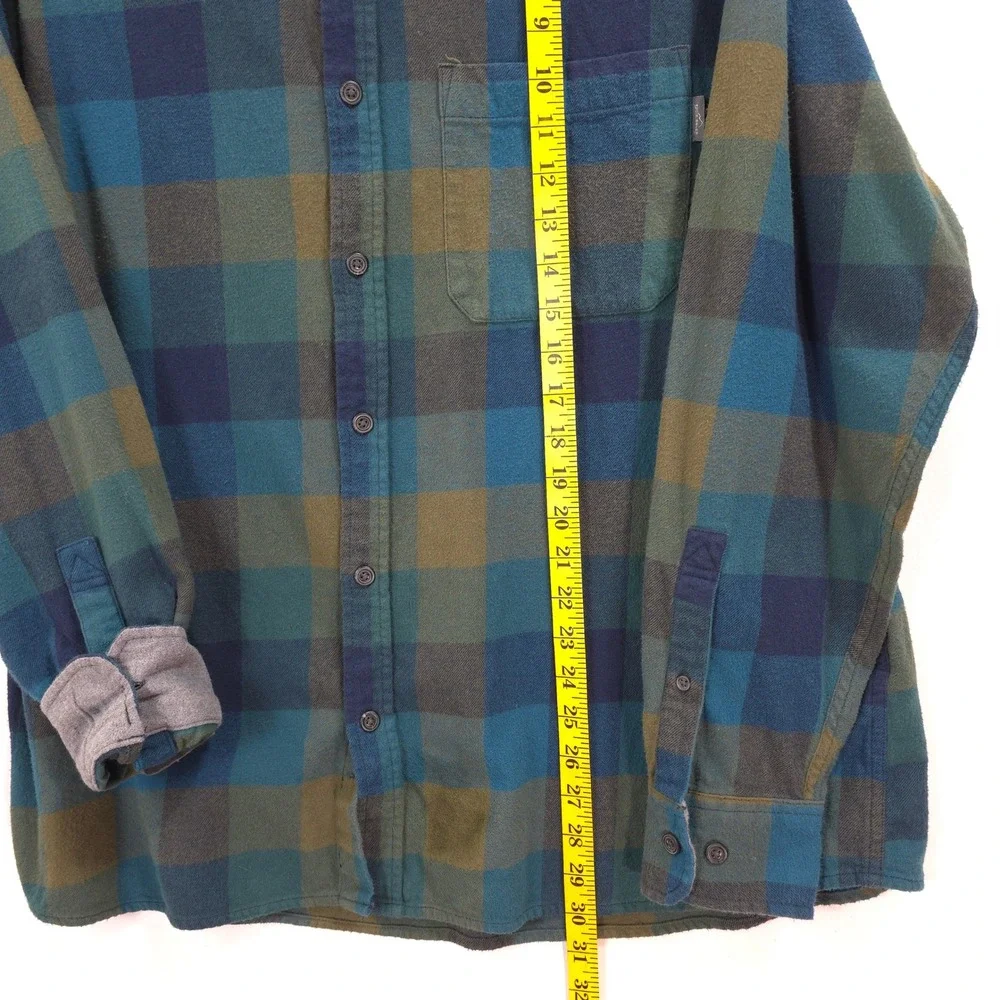 Eddie Bauer Flannel Shirt Buffalo Plaid Blue Green Men XXL Gorpcore Outdoorsy